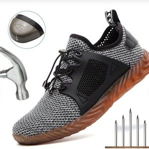 ALGGORUN Steel Toe Shoes for Men, Indestructible Shoes Lightweight Breathable Pu